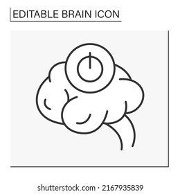  Brain line icon. Switch off the brain. Relaxation. Brainstorming concept. Isolated vector illustration. Editable stroke