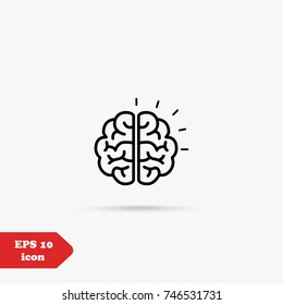 Brain line icon vector