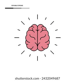 Diseño de vector de icono de línea de cerebro.