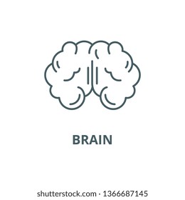 Brain line icon, vector. Brain outline sign, concept symbol, flat illustration