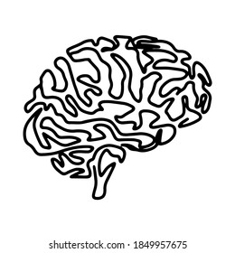 Brain line icon vector sign isolated on white background.