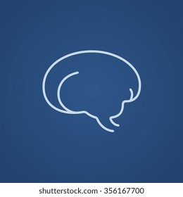 Brain line icon for web, mobile and infographics. Vector light blue icon isolated on blue background.