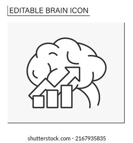  Brain line icon.Idea. Rating and graph. Neurology. Brainstorming concept. Isolated vector illustration. Editable stroke