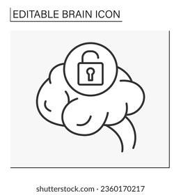 Brain line icon.Idea. Unlock consciousness. Neurology. Brainstorming concept. Isolated vector illustration. Editable stroke