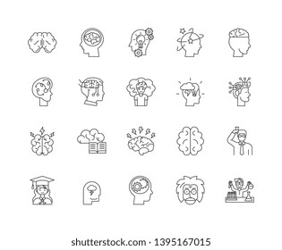 Brain line icons, signs, vector set, outline illustration concept 