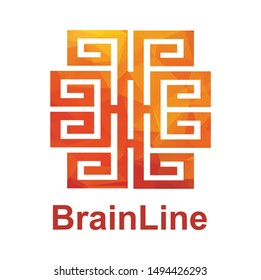 brain line logo design template vector