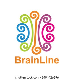 brain line logo design template vector