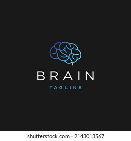 Brain line logo icon design template flat vector