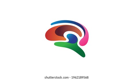 Brain line shape icon. creative outline symbol for brain colorful organ vector design, mental anatomy. Brain smart pictogram. art simple vector editorial stroke illustration