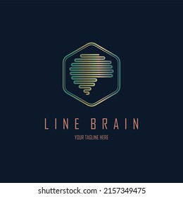 diseño de plantillas de logotipo de esquema de línea de cerebro monograma para marca o empresa y otros