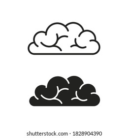 Brain line symbol, mind icon set on a white background, Vector isolated illustration. Side view.