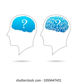 brain line vector illustration. confuse mind.