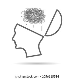 brain line vector illustration. confuse mind.