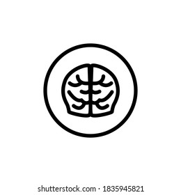Brain linear medical icon. Vector illustration of brain symbol isolated on white. Design template for medicine or therapy for headache or Alzheimer disease.