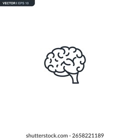 Cerebro, signo de estilo lineal para el concepto móvil y el Diseño web. Símbolo, ilustración del logotipo. Gráficos de Vector perfecto de píxeles