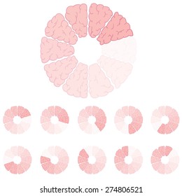 Brain loading icon vector illustration, brain bar made for moving by clockwise.