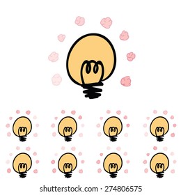 Brain loading icon vector illustration, Small brain around big bulb made for moving by clockwise.