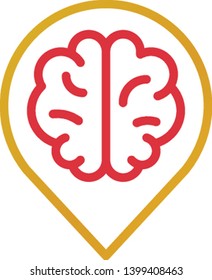 Brain with location pin logo template vector icon design