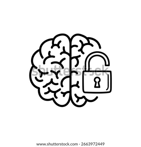 Brain with Lock Being Unlocked Representing Knowledge and Freedom