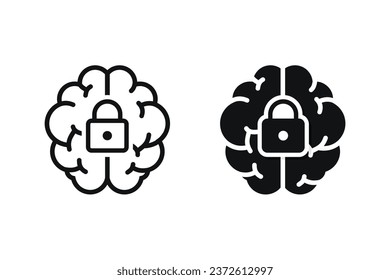 Brain lock icon. Illustration vector