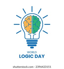 Brain logic background. bulb shape brain vector illustration suitable for world logic day
