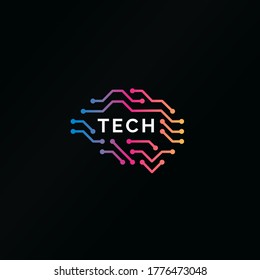 Brain Logo abstract design vector template. Think idea concept. Brain storm, smart digital idea Logotype icon