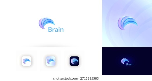 Brain Logo Ai Icon Abstrakte Mind Arc Symbol Logotype für Neuronale Netzwerk Data Science Technologie, Medizinische Forschung, Neuro Innovation Tech, Kreative Idee Wissen Brainstorm Zeichen. Vektorgrafik