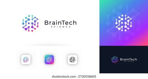 Logótipo do cérebro Ícone de Ai Abstrato Símbolo da mente do símbolo Logotipo para a tecnologia da ciência dos dados da rede neural, pesquisa médica, tecnologia da inovação neuro, ideia criativa conhecimento Brainstorm sinal. Ilustração de vetor