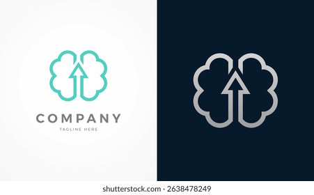Brain Logo, Brain with Arrow Up combination with two style color, usable for brand and company logos, vector illustration