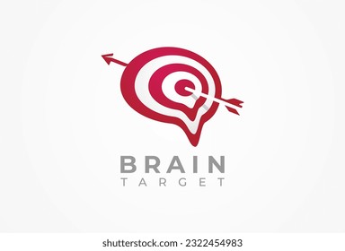 Brain Logo, brain with arrow combination, usable for business and company logos, flat design logo template, vector illustration