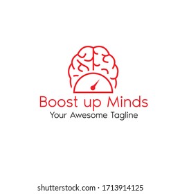 Brain logo with boost up illustration. Brain vector logo design templates