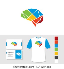 Brain logo with business card and t shirt mockup