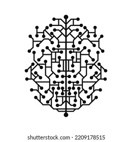 Brain logo. Circuit board. Technology vector background