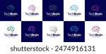 brain logo collection with concepts of digital technology, health science, global digital, connection, logo design template.