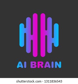 Brain Logo colored silhouette design vector template. 
Brainstorm think idea Logotype concept icon. AI Brain concept. EPS 10.