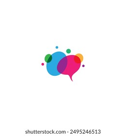 logo del cerebro con la combinación de burbujas coloridas en estilo de diseño plano
