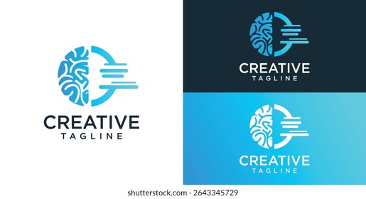 Brain Logo, Kombination aus Gehirn und Technologie Freiheit Symbol, flaches Design Logo Vorlage, Vektorgrafik