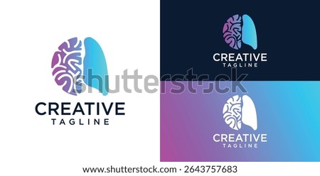 Brain Logo, combination of brain and technology freedom symbol, flat design logo template, vector illustration