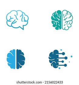 Brain logo. Brain logo with combination of technology and brain part nerve cells, with vector design concept.