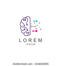 Brain logo. Brain logo with combination of technology and brain part nerve cells, with vector design concept.