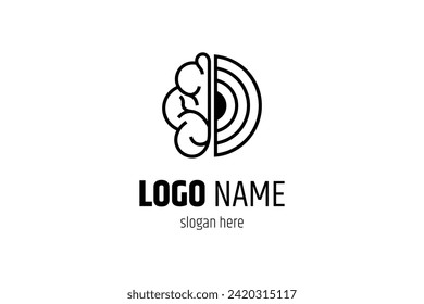 brain logo with combination of vinyl disc cassette