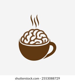 the brain logo combines with coffee, which means the brain needs caffeine to concentrate