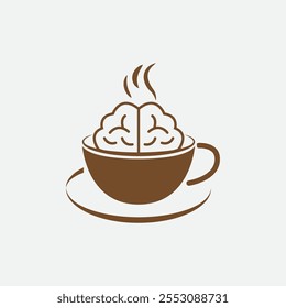 the brain logo combines with coffee, which means the brain needs caffeine to concentrate