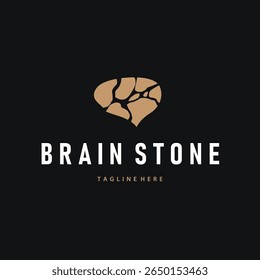 brain logo concept design with simple minimalist stone design as a symbol illustration template