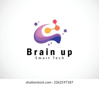 brain logo creative color connect lab molecule smart design concept tech science