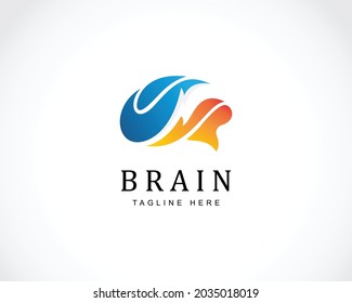 brain logo creative color modern power brain smart design concept