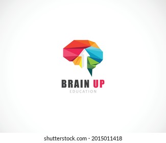 brain up logo creative concept pixel arrow business