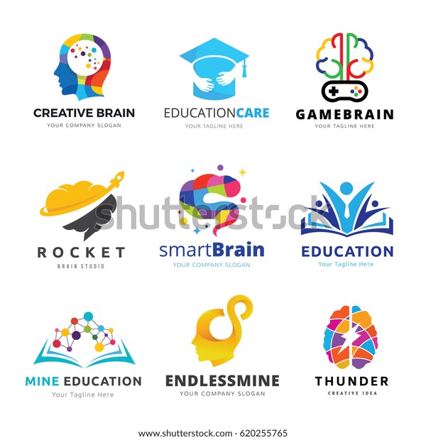 Brain Logo Creative Learning Icon Set Stock Vector (Royalty Free) 620255765