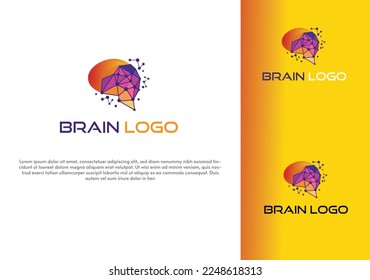 Diseño de logotipos cerebrales, inteligente artificial, biología, humano, mente
