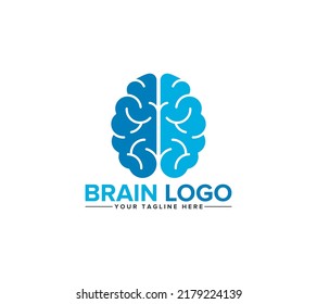 Brain logo design with brainstorm power think idea concept. Vector illustration.